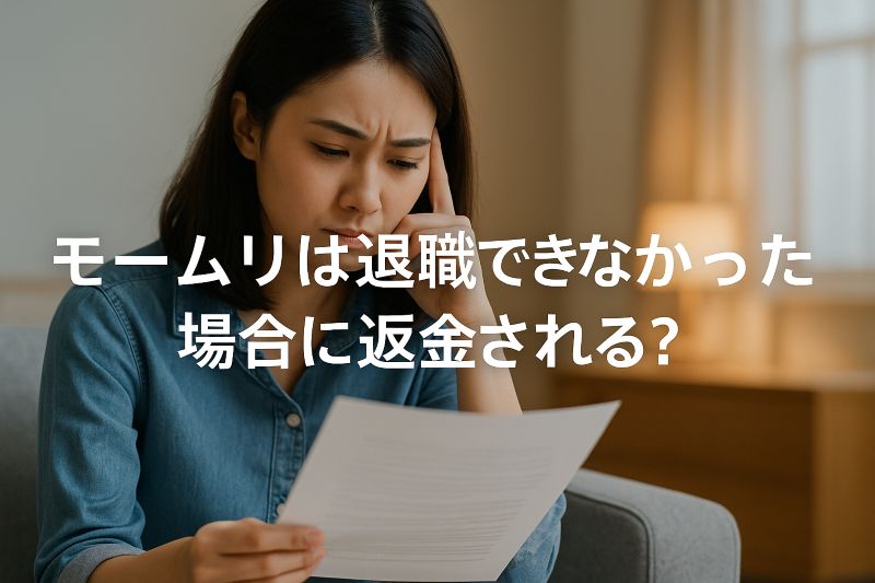 モームリは退職できなかった場合に返金される? モームリは退職できなかった場合に返金される?