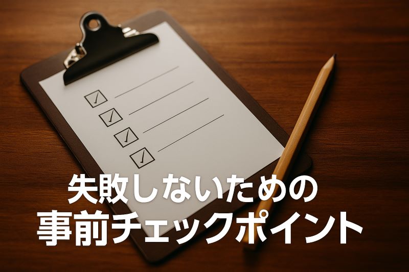 失敗しないための事前チェックポイント 失敗しないための事前チェックポイント